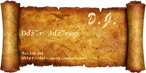 Dér János névjegykártya